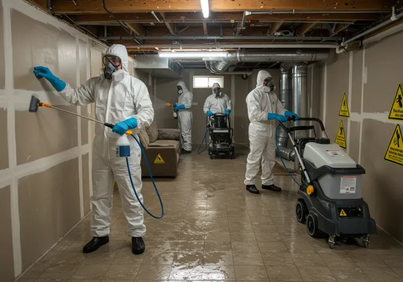 Basement Moisture Removal and Structural Drying process in Shortsville, NY